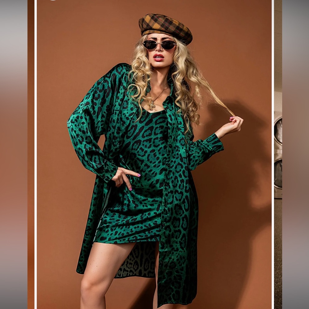 Dressed in LALA - Emerald City Satin Dress + Duster Set